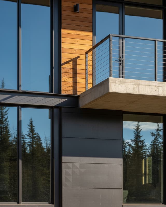 Modern architectural details of HillTop cabin